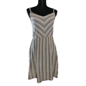 spaghetti strap fit & flare casual sundress v-neck adjustable straps Small gray
